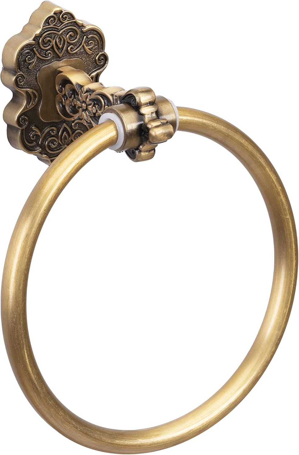 SDH Bathroom Towel Ring - Vintage Style Antique White & Gold Towel Hanger - Wall Mount Kitchen & Bathroom Hand Towel Holder - Pack of 1 Heavy Duty Decorative Aluminum Hanging Ring for Bathroom