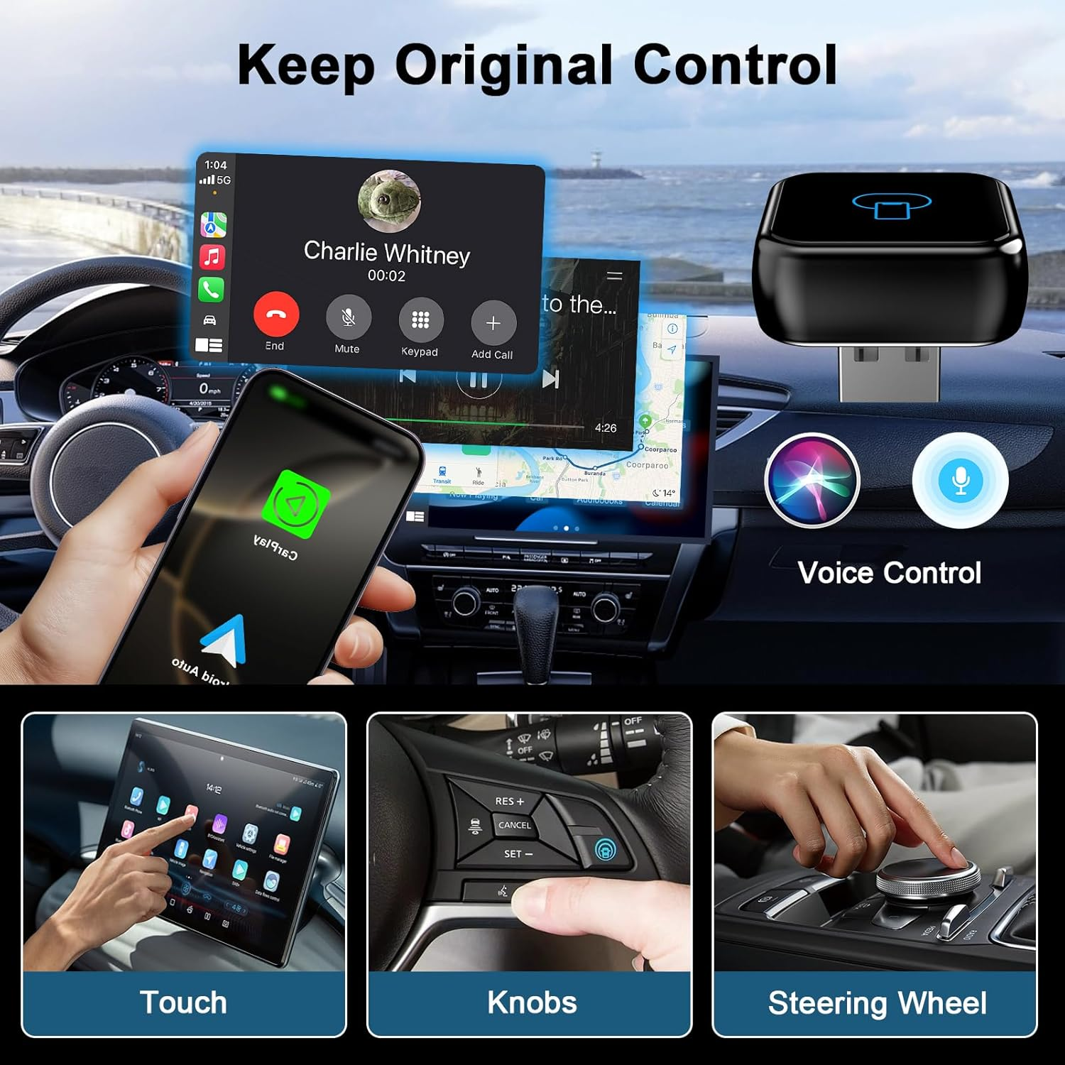 Wireless Carplay Adapter for Iphone, 2025 Upgrade Convert Wired Carplay to Wireless, Mini USB Design with Built-In Wired Apple Car Play Adapter, Plug-And-Play, Stable Connection Car Play for Iphone image number 2