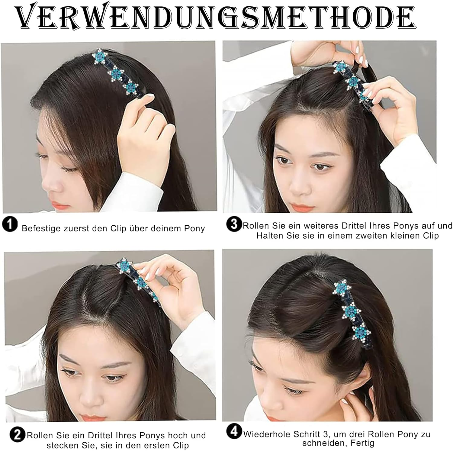 Set of 4 Braided Hair Clips, Side Hair Clips, Fringe Clips, Hair Clips, Hair Segmentation Clips, Hair Clips, Hair Clips, Hair Clips, Hairdressing, Etc, Hair Clip, Hummingbird Hair Clip image number 3