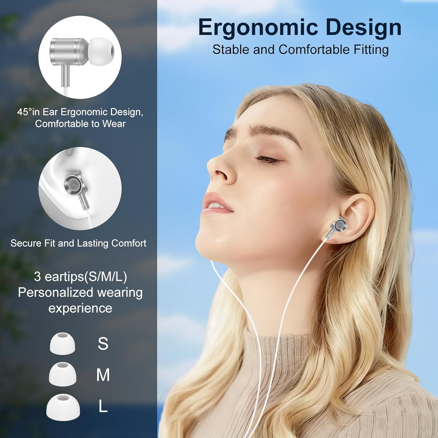 USB C Headphones with Cable for Samsung Galaxy S25 Ultra S24 S23 S22 S21 A17 5G A16 A36 A56 A55, In-Ear Headphones USB C Headset with Microphone Earphones Type C for Iphone 17 Air 16 15 I Pad Pro image number 1