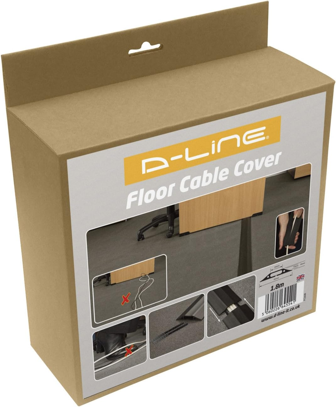 D-Line Floor Cable Protector, FC83B Medium Duty, Linkable Floor Cable Cover, Protect Cables & Prevent a Trip Hazards - 1.8 Meter (L) - Cable Cavity 30Mm (W) X 10Mm (H) - Black image number 5