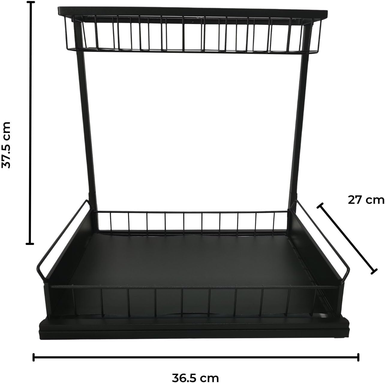 Gominimo under Sink Storage Rack 2 Tier Multi-Purpose, Silent Slide Rails, Strong Bearing Capacity, Easy Accessibility, Perfect for Kitchen, Home Storage and Organisation, Black