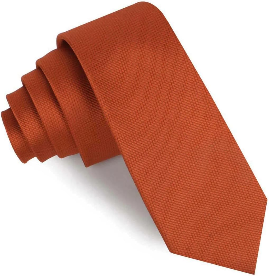 OTAA Burnt Orange Rust Weave Skinny Tie Casual Ties for Men - Perfect Neck Tie for Groomsmen Wedding Ties or Formal Occasions - Ideal Gifts for Him