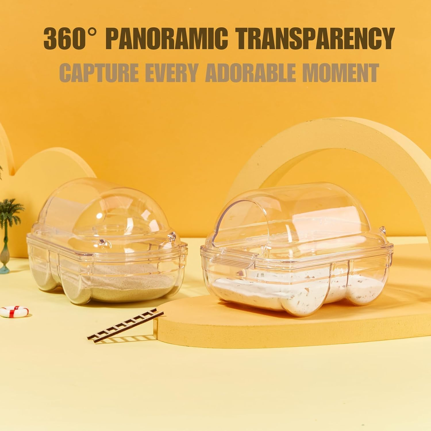 TOKAYIFE Hamster Sand Bath, Hamster Toilet, Hamster Sand Bathroom, Container Small Animal Sauna Sandpit for Syrian Dwarf Hamster Gerbil Rat Chipmunk (M (6.9 * 4.3 * 4.1 Inch))