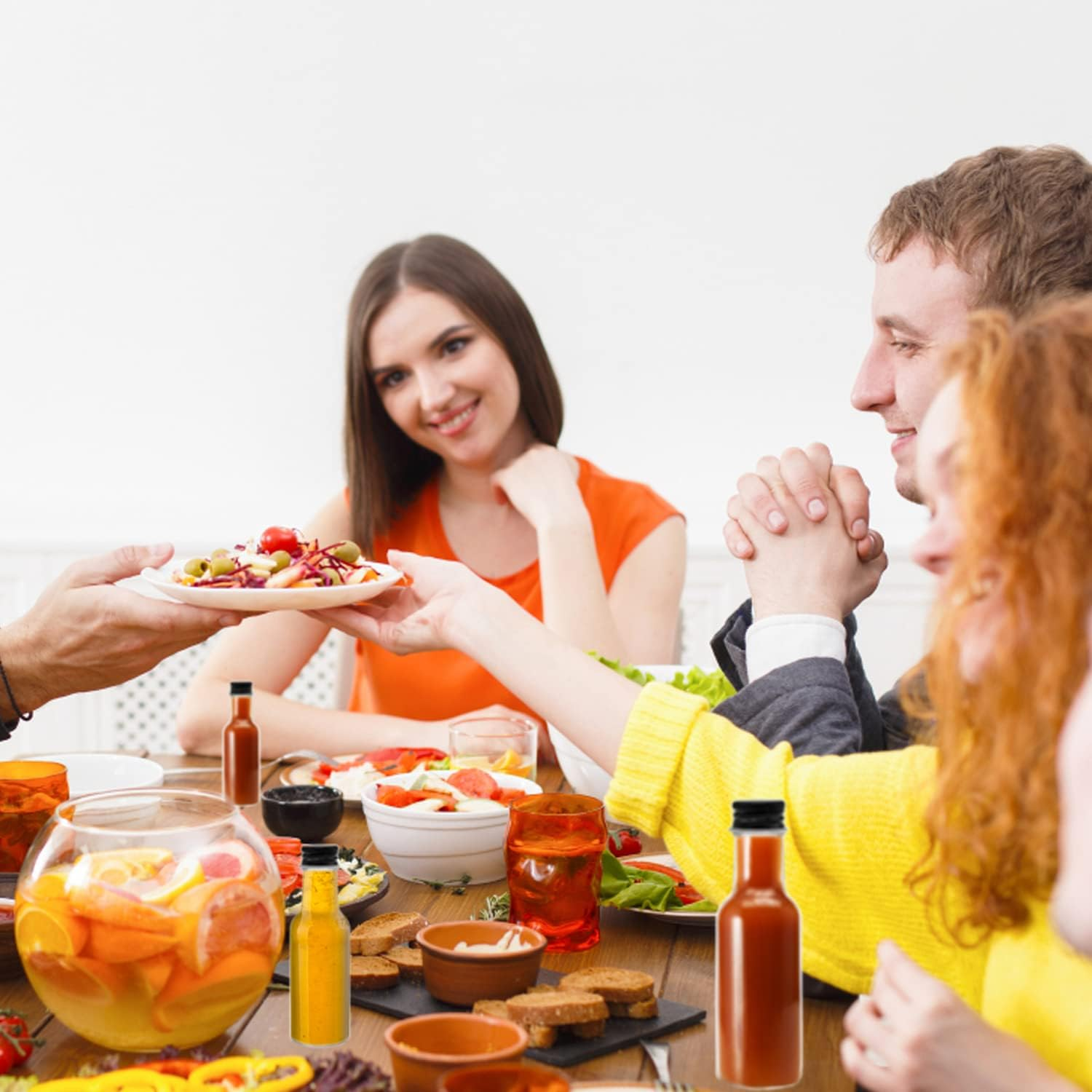 Mini Plastic Spirit Bottles, 30 Pack Airtight with Black Cap, 1.7Oz Empty with 10 Funnels, Perfect for Weddings & Parties image number 3
