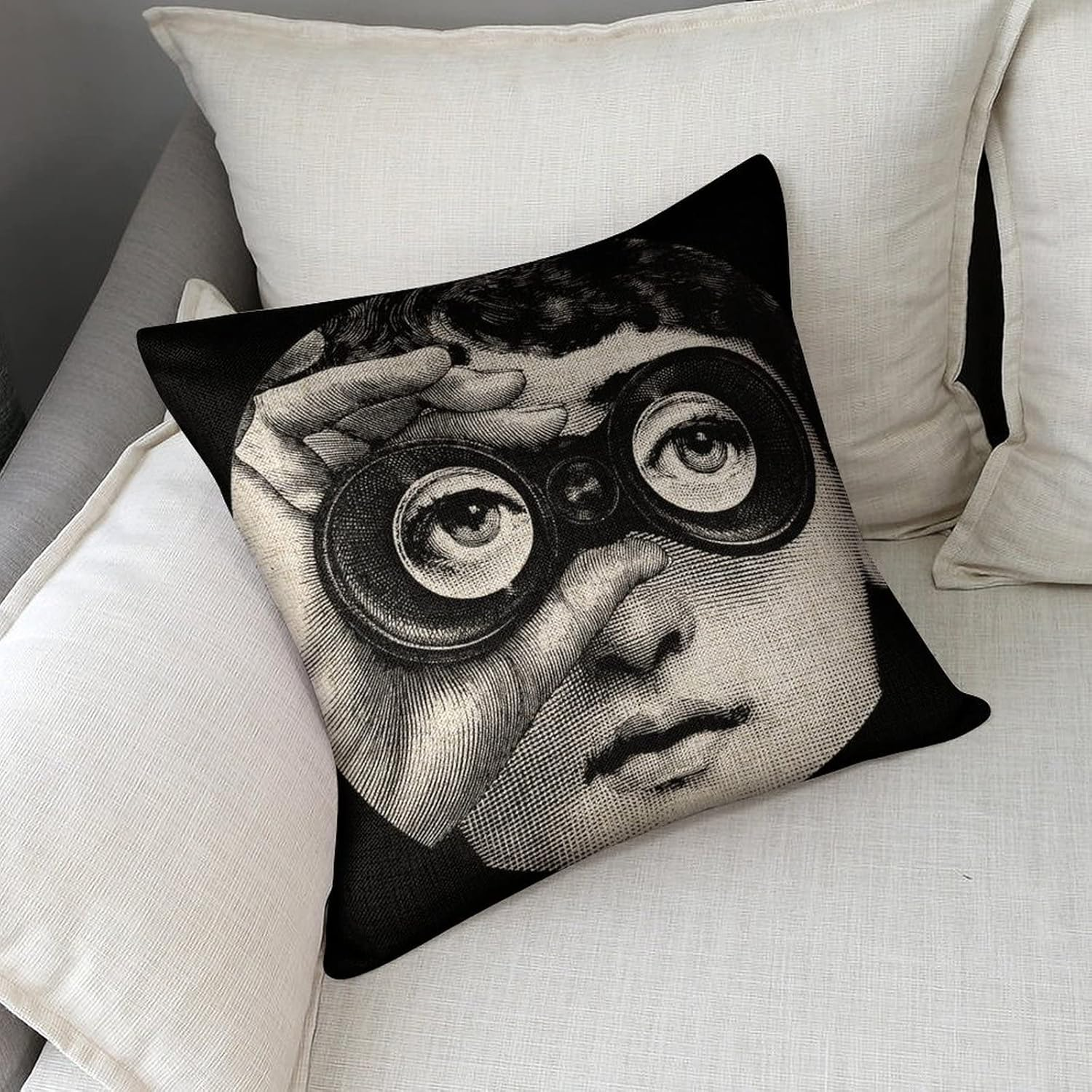 Aloked Lina Cavalieri Artificial Linen Throw Pillow Case, Decorative Cushion Cover Square Art Personalized Eye,Only Includes Pillowcase,18"X18"(45X45Cm),Style-16