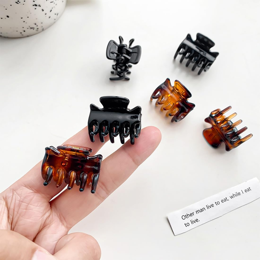 LYQNIHOB 12 Pieces Small Plastic Hair Clips for Women - Medium Size - Perfect Hair Styling Accessories - Hair Clips Set - Coffee Black Mini Hair Clips image number 2