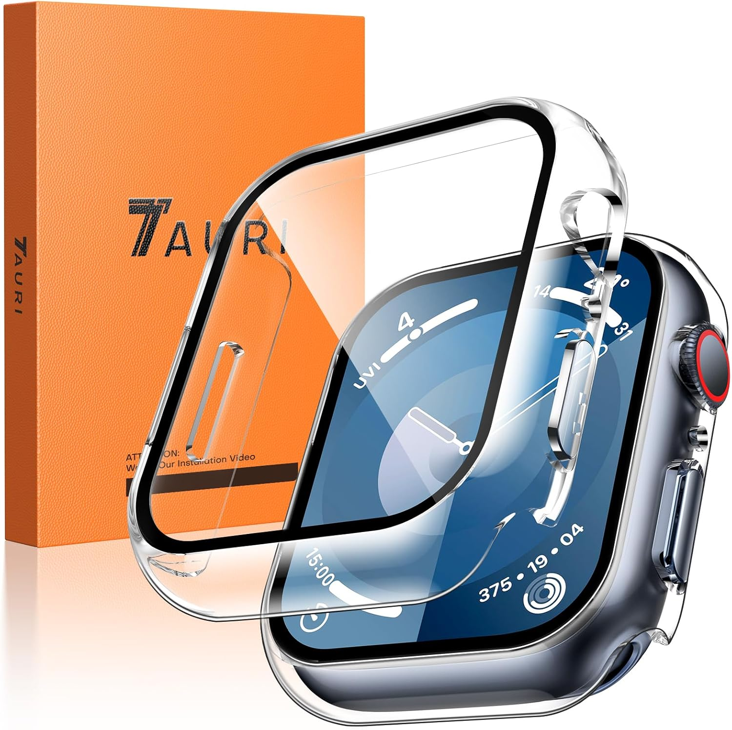 TAURI 2 Pack Hard Case Designed for Apple Watch Series 9 (2023) Series 8/7 41Mm, [360&deg; Shockproof] with 9H Tempered Glass Screen Protector, [Scratch-Resistant] Cover - Black