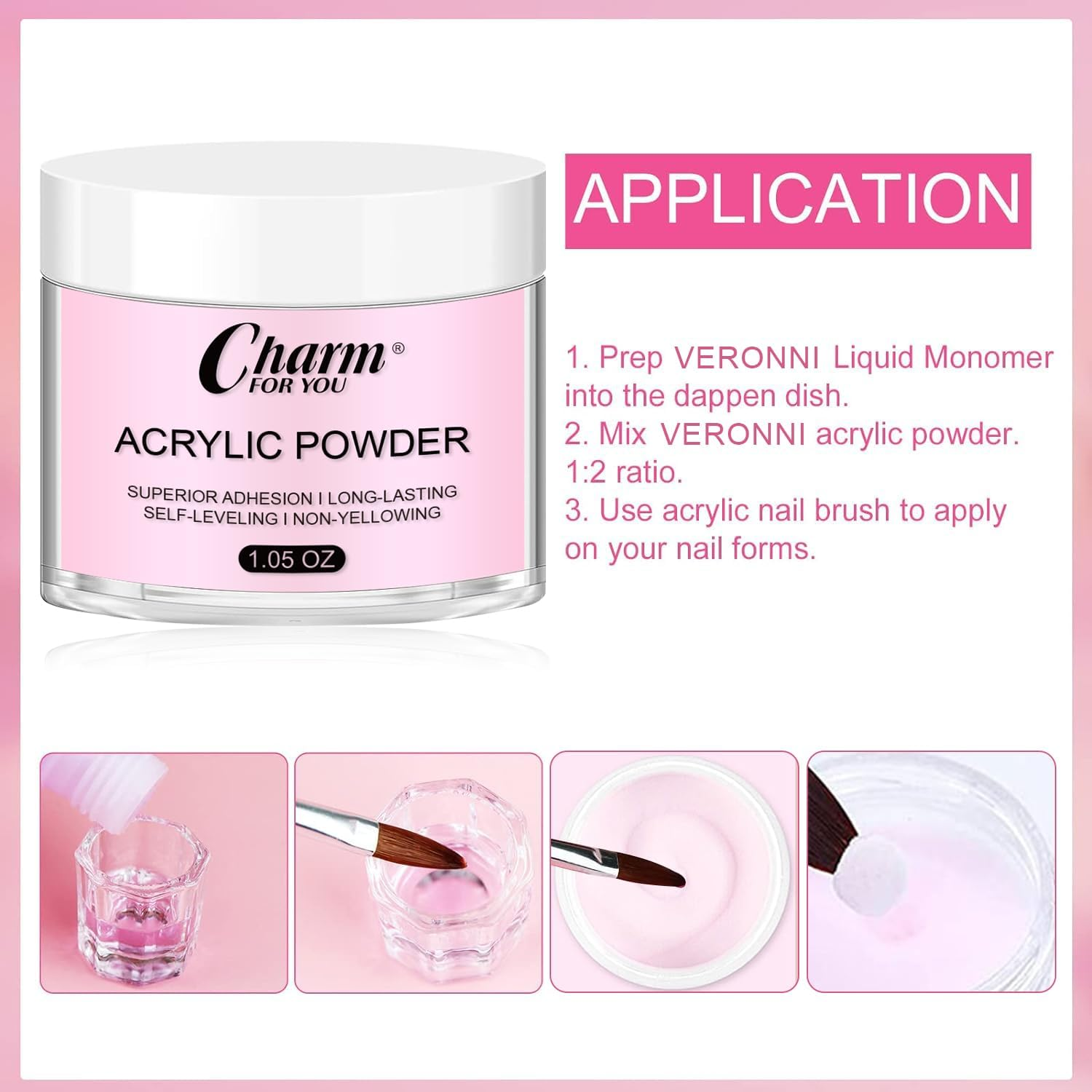 VERONNI Acrylic Nail Kit,3 Colors Acrylic Nail Powder Set for Acrylic Nail Extension 3D Carving for Nail Art Lover Beginner (30G 12 Colors) image number 4