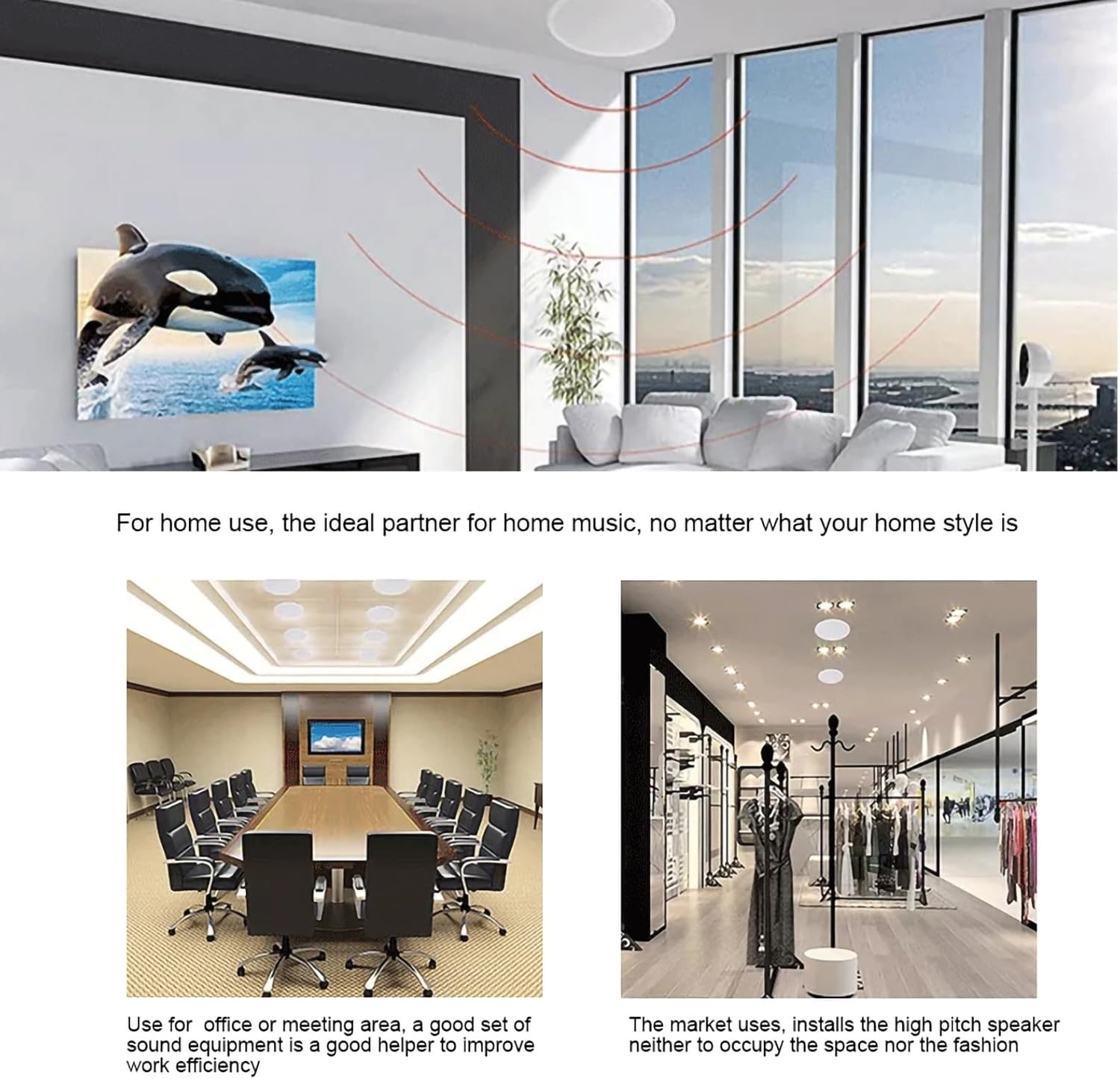 Jectse 2PCS Tweeter Speakers, 2Inchs 4Ohm 30W Full Range Mini Portable Speaker, Suitable for Home, Office, Shopping Mall image number 2