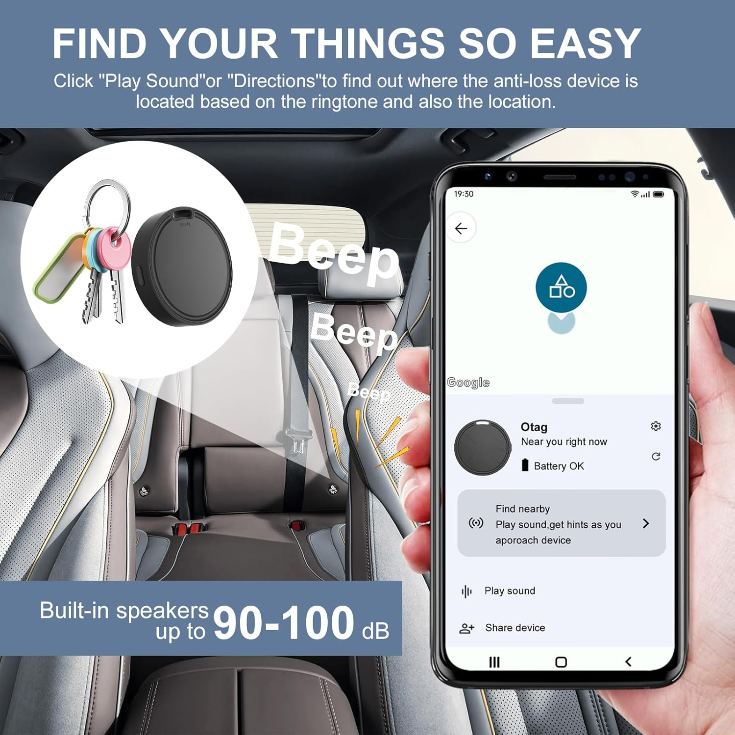 Poat Air Tracker Tag for Android, Smart Tag Luggage Works with Google Find My Device & Find Hub, Bluetooth Item Finder, Replaceable Battery, Waterproof, Item Finder for Keys, Luggage, Wallets & Pets image number 4