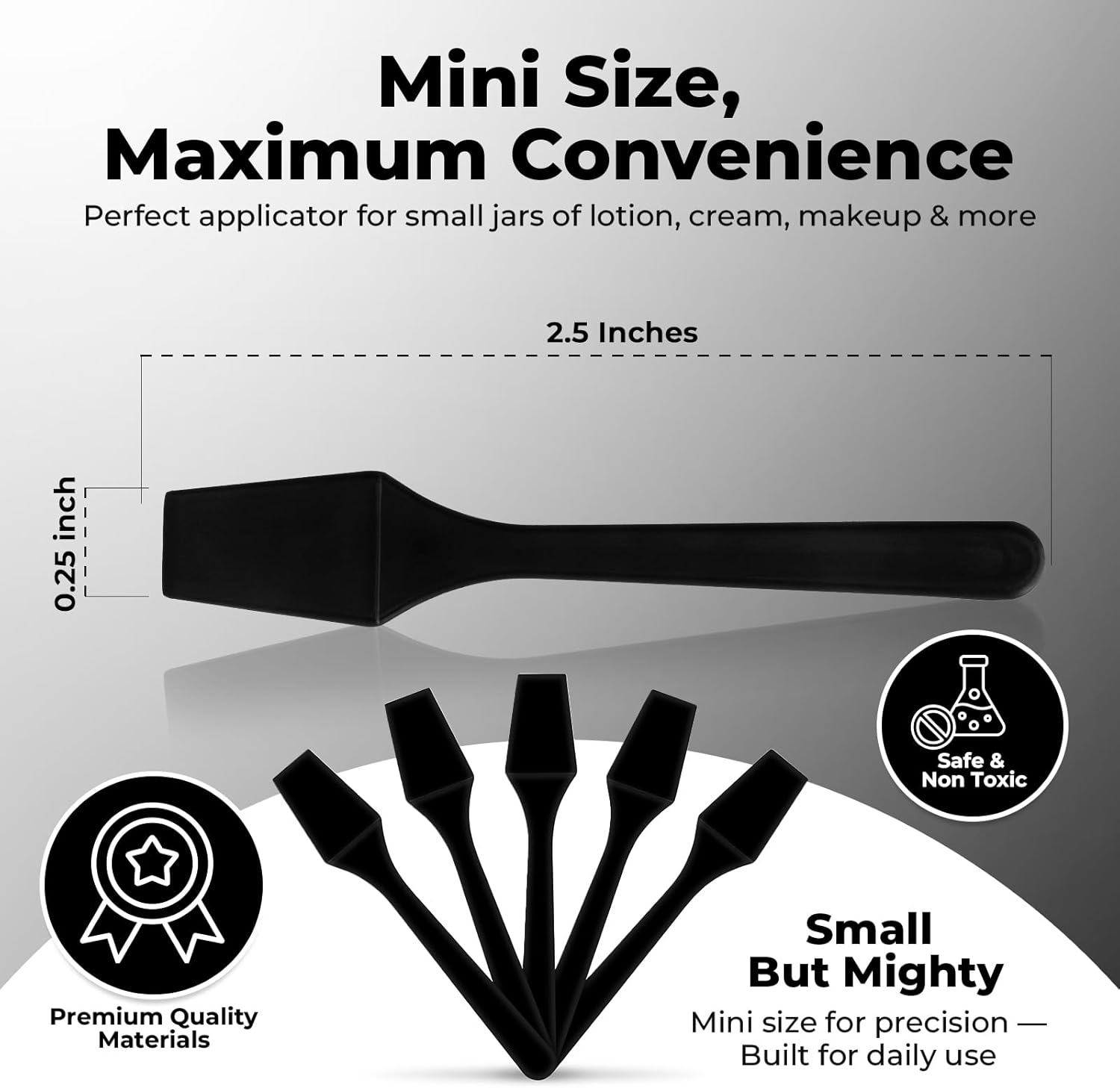 500 Pack 2.5 Inch Cosmetic Spatulas - Small Plastic Spatula for Cosmetics, Makeup, Creams, Crafts - Multipurpose Mini Applicators for Mixing Creams, Make-Up, Paste and Scraping Jars &ndash; Black