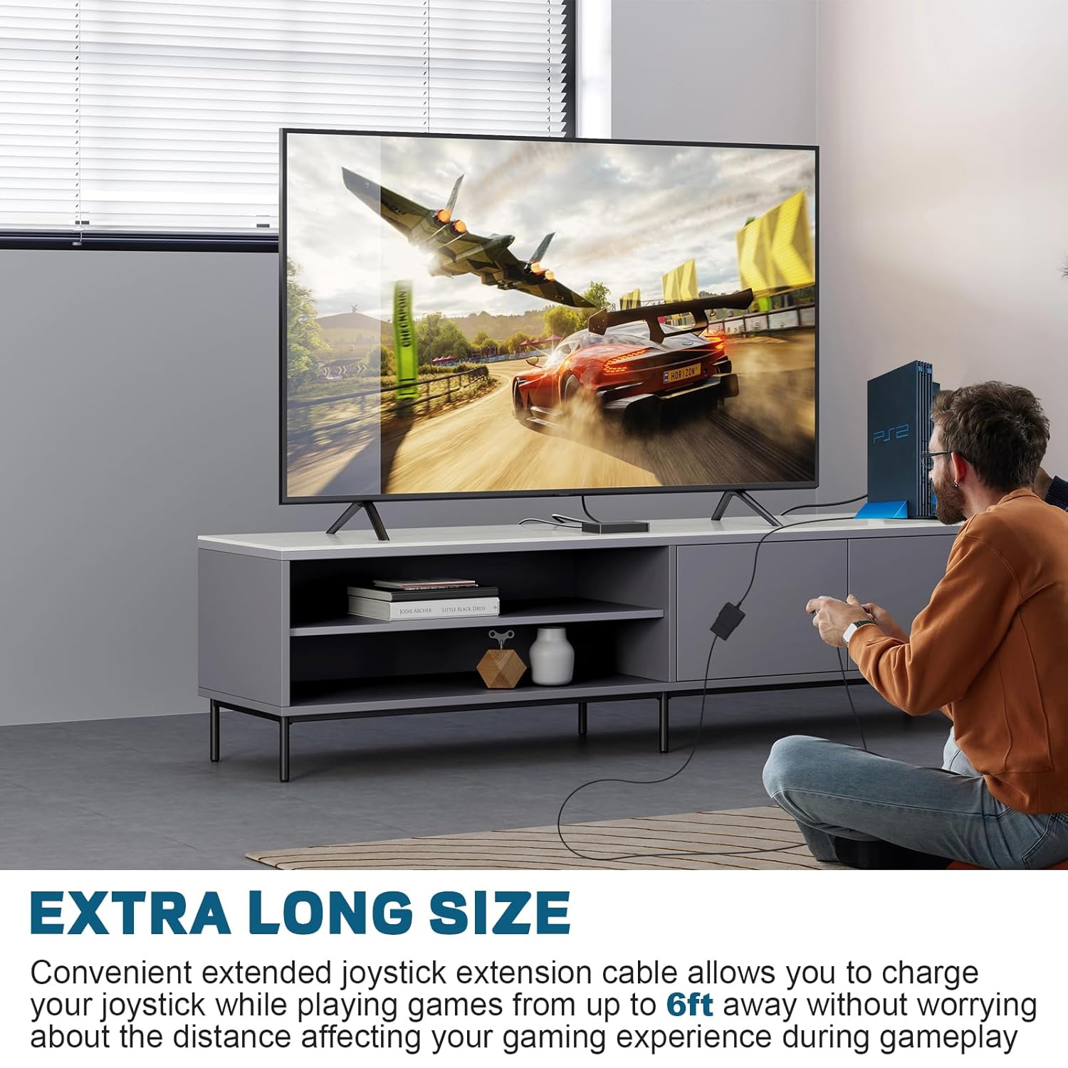 Zosvoses PS2 Extension Cable Compatible with Sony Playstation 1, Playstation 2 Game Console Replacement Extension Cord, 6Ft image number 4