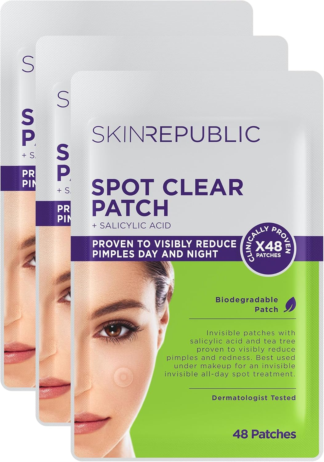 Skin Republic Spot Clear Patch + Salicylic Acid. Clinically Proven to Reduce Pimples Day and Night. Made in Korea. 3 Pack (144 Pimple Patches). image number 1