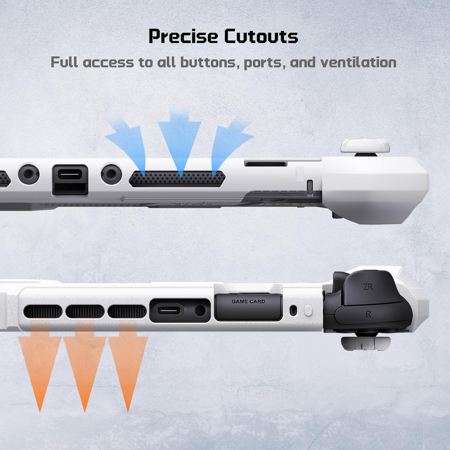 Playvital Meteor Protective Case for Nintendo Switch 2, Dockable Ergonomic Non-Slip TPU Grip Cover with Thumb Grip for Switch 2, Shockproof Anti-Scratches Protector - White image number 1