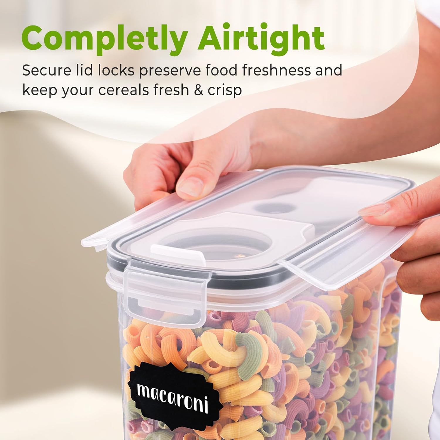 Feshory 4 Pack Cereal Containers Storage (4L/135.2Oz) - Airtight Food Storage Containers, Cereal Dispenser for Pantry & Kitchen Storage Organisation with 8 Labels and Marker (4 X 4L) image number 4