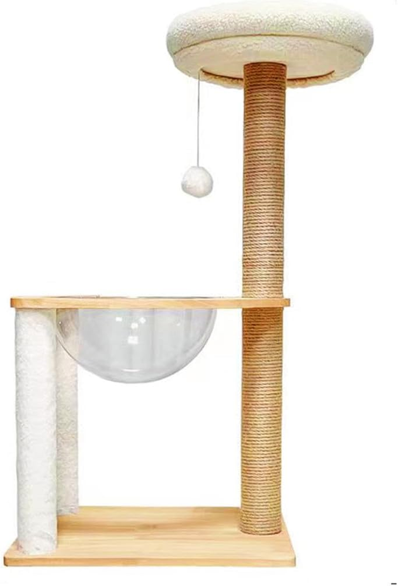 SHENGOCASE Cat Tree Tower Accessories Replacement Parts round Top Cushion Bed Cover for Cat Perch with Elastic Band (17.7", Beige) image number 2