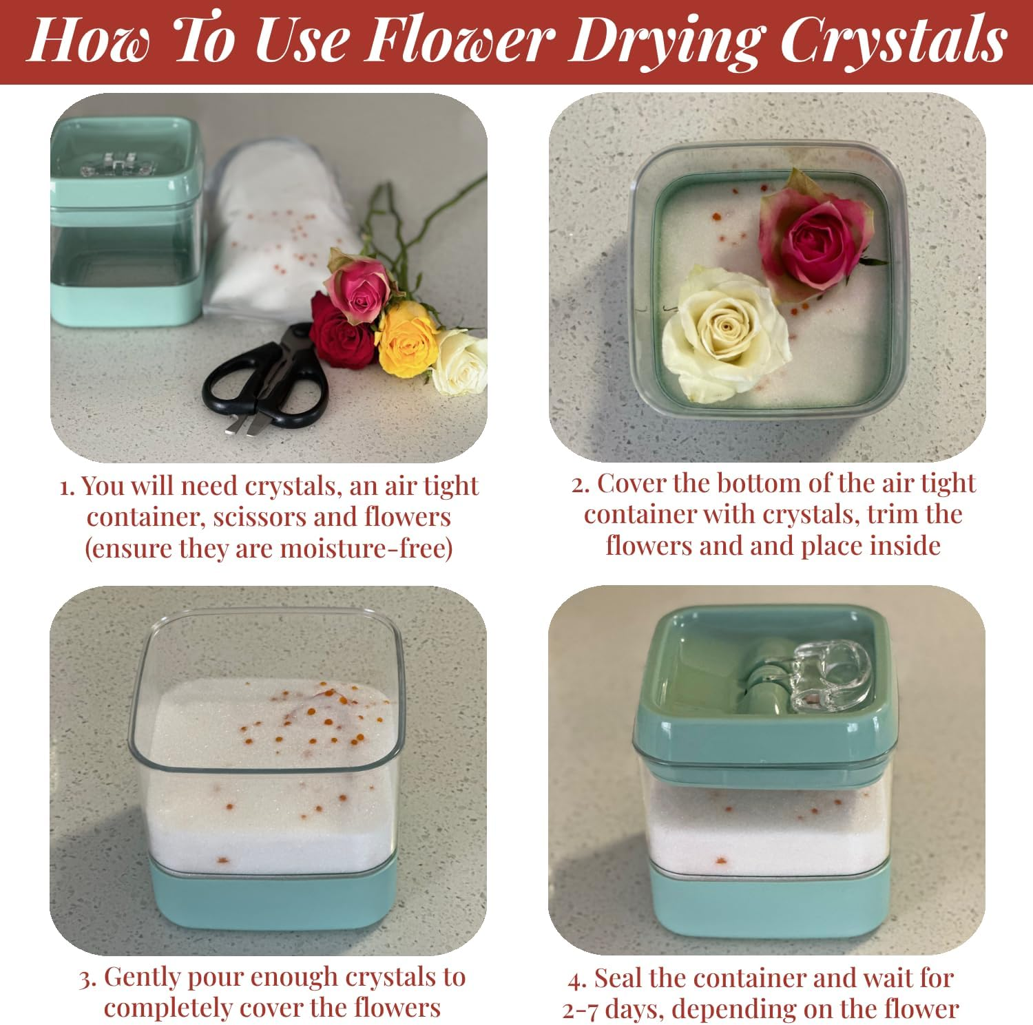 Florasorb Flower Drying Crystals. 500G Reusable Silica Gel for Drying Flowers. Silica Gel Flower Drying Crystals, Color Indicating Flower Drying Silica. 500G image number 4