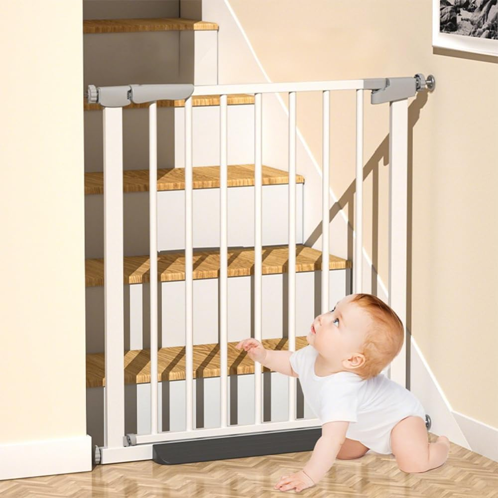 Pet Security Gate, Tall White Pet Gate, Extra Tall and Wide Child Door, Baby/Dog Gateway, Auto Close Safty Phylum Easy Walk Thru Wide Safety Phylum for Dog, White image number 6