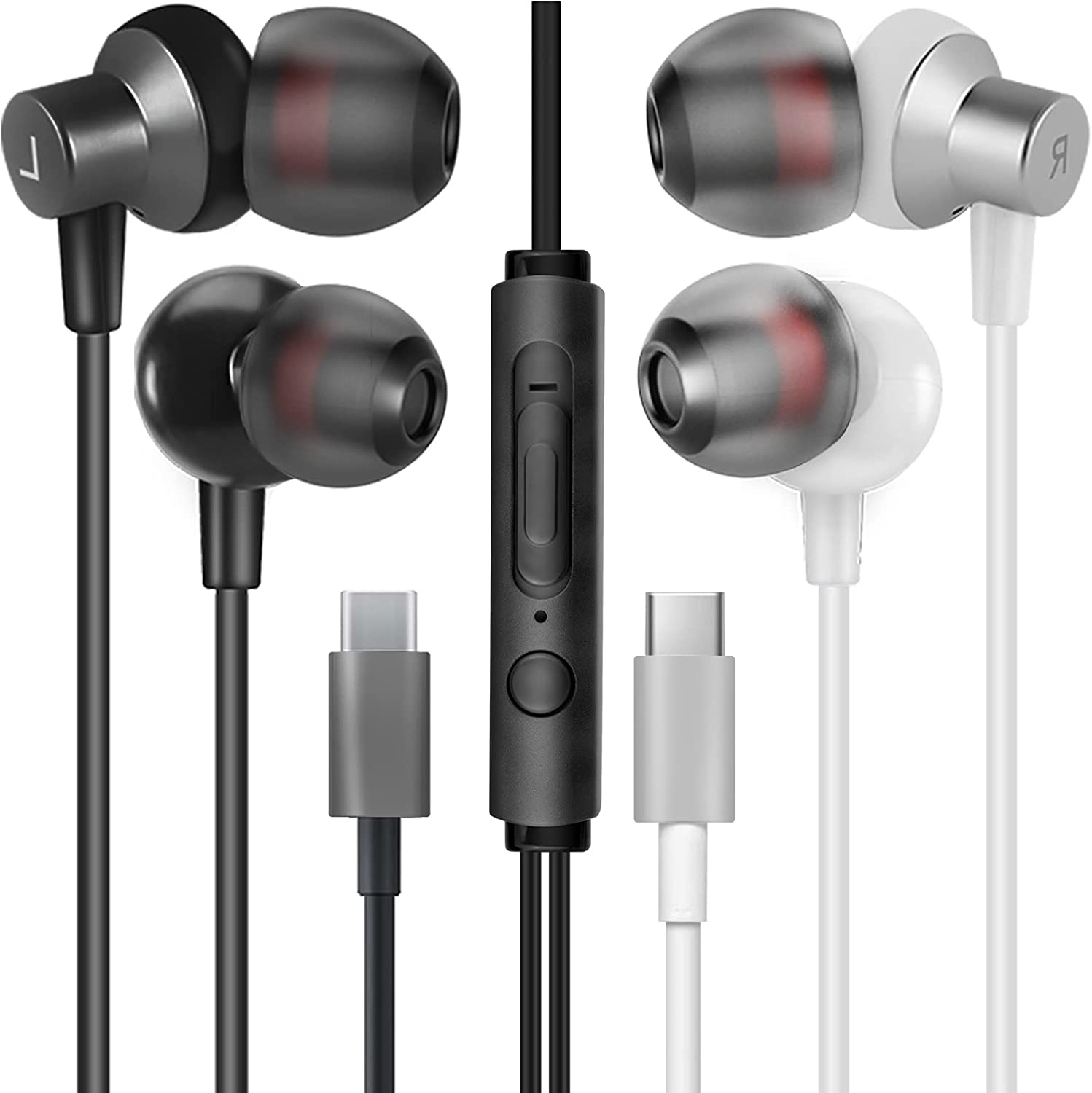 MAS CARNEY TI3 Wired USB Type C Headphones, USB C Earbuds, In-Ear Earphones with Microphone for Samsung S20, Huawei P30 P40, Oppo, Honor, Google Pixel and Other Smartphones with Type-C Interface image number 5