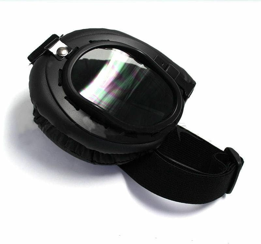 TDR Retro Vintage Motorcycle Goggles Aviator Pilot Eyewear Windproof Adjustable UV Protection anti Fog Clear Lens Black Frame Adults Teens image number 3