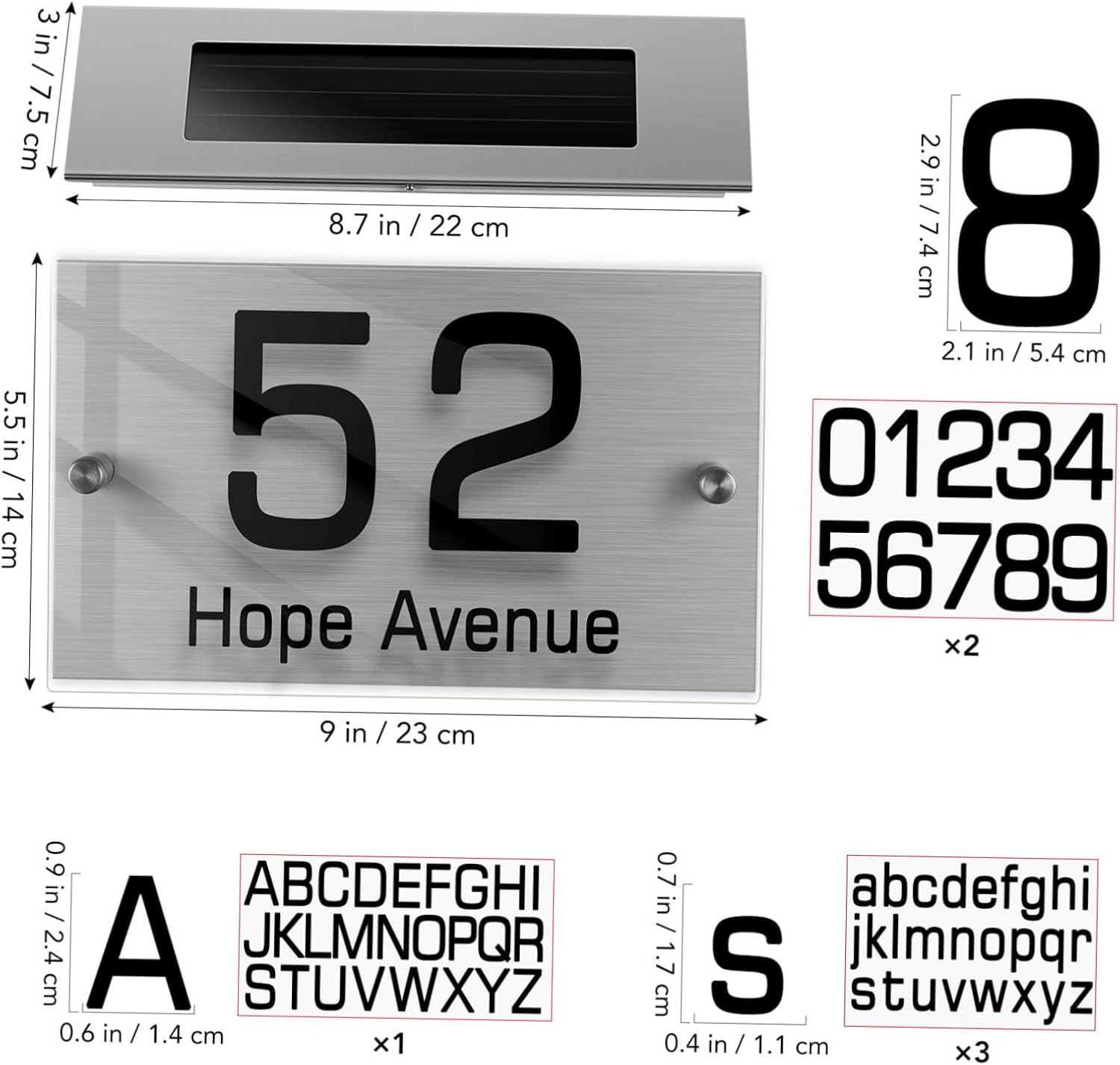 IWOWHERO Outdoor Solar House Number Lamp Led Address Diy Acrylic Easy to Install for Night Use