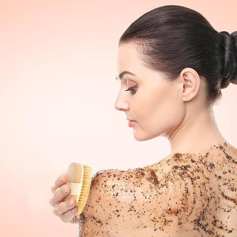 Dry Brushing Body Brush, 2 PCS Natural Boar Bristle round Exfoliating Brushes, Dry Brush for Cellulite and Lymphatic Drainage Massage image number 2