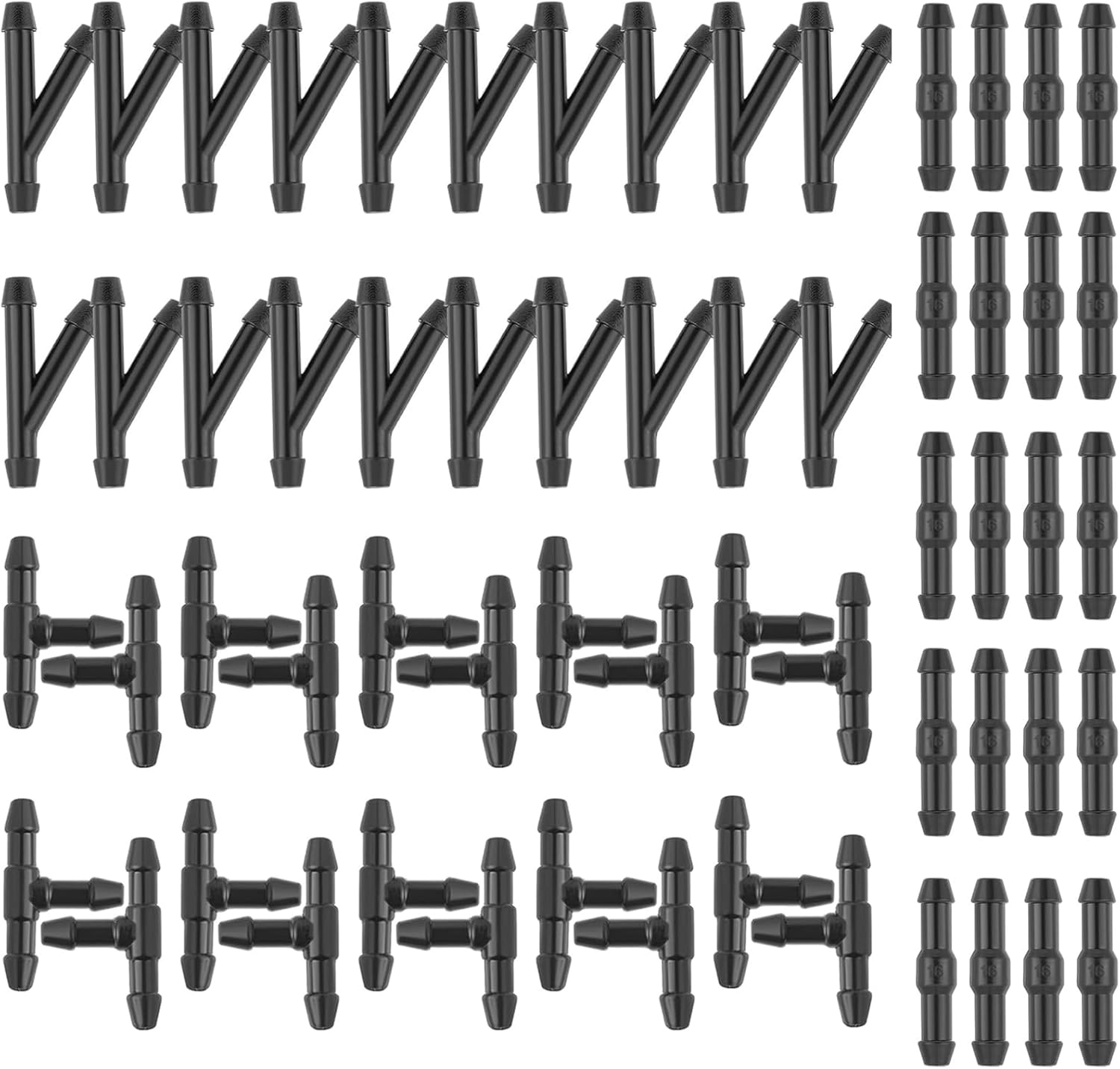 Windshield Washer Hose Connector Kit 60-Piece - Universal 16Mm (5/8 Inch) 3-Way Y, Straight & T-Type Couplers for Car Auto Vehicle Repair, Durable Plastic Fittings image number 4