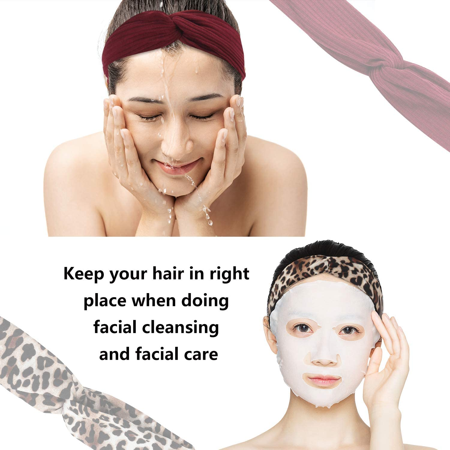 Meartchy 16 Pcs Hairbands for Women, Boho Headbands, Vintage Head Bands, Floral Twisted Criss Cross Elastic Head Wrap Hair Accessories image number 5