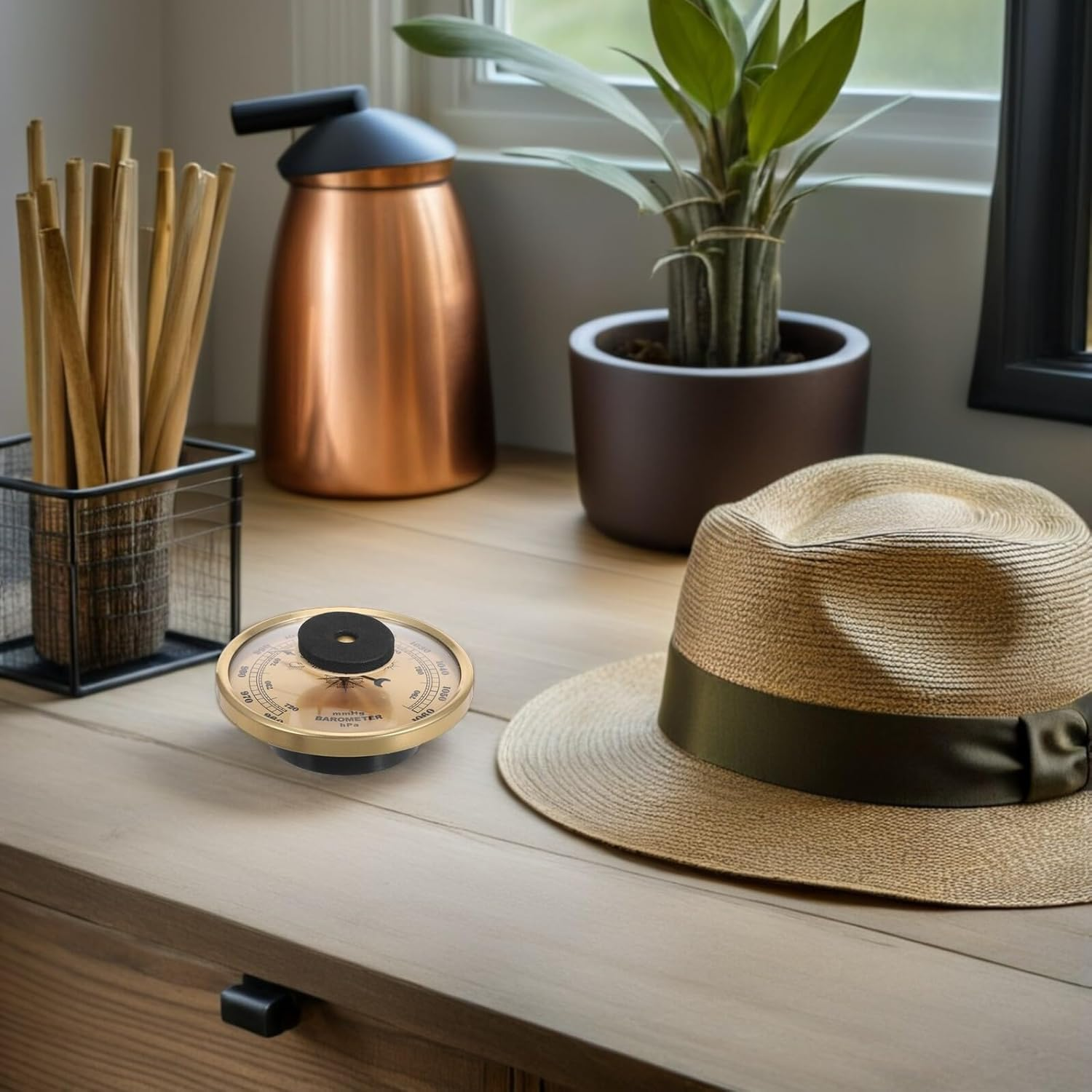 COHEALI Weather Station Barometer Thermometer Hygrometer Accurate Analog Atmospheric Pressure Gauge for Home Office Bedroom Indoor Climate Monitor with Temperature and Humidity Measurement