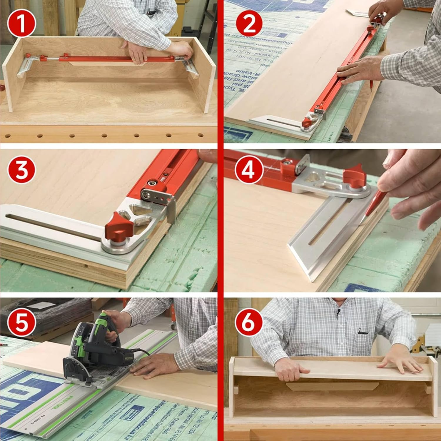 Jiawu Stair Tread Template Tool, Stair Tread Gauge, Aluminum Alloy Flexible Easy Adjustment Stair Measuring Tool Jig, Stair Tread Measuring Tool for Many Types of Layout Projects image number 1