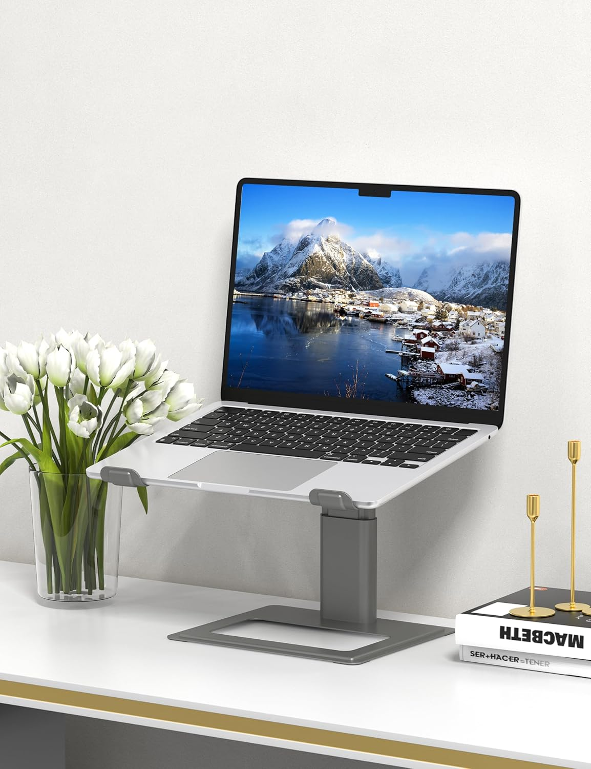 Soundance Adjustable Laptop Stand for Desk, Computer Stand, Ergonomic Laptop Riser Holder Compatible with 10 to 17.3 Inches Notebook PC Computer,Grey image number 5