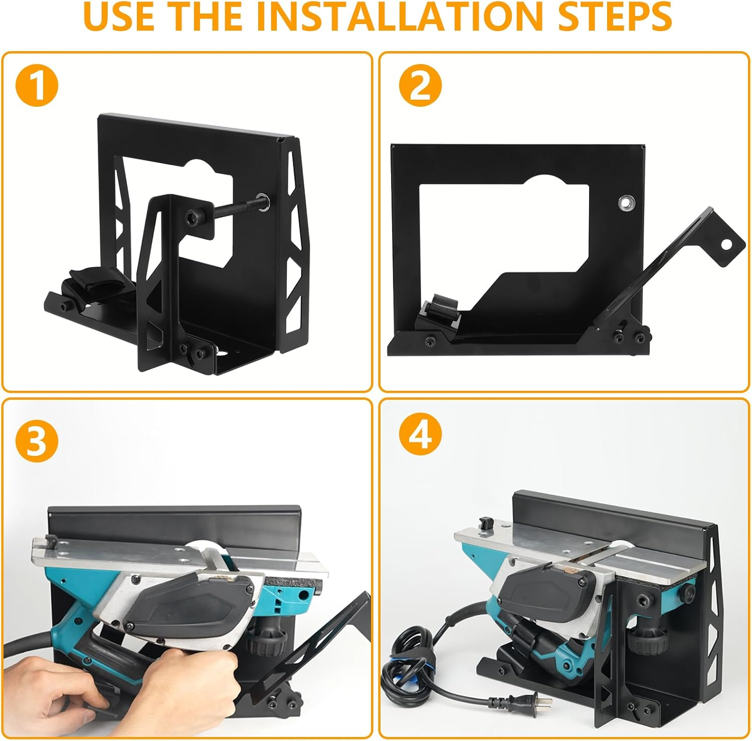 Abizarch Electric Planer Flip Support Steel Electric Planer Mount Bracket with 2 Adjustable Wrench and 2 Fixing Screws Sturdy Electric Planer Stand Portable for Most Electric Planer image number 5