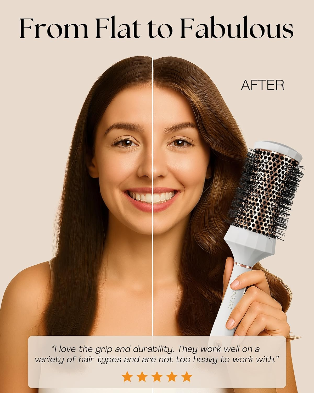 Lily England round Hair Brush Set, 4 Pieces Professional Blow Dry Kit with 3 round Brushes and Comb for Styling, Beauty Gift Sets for Women image number 4