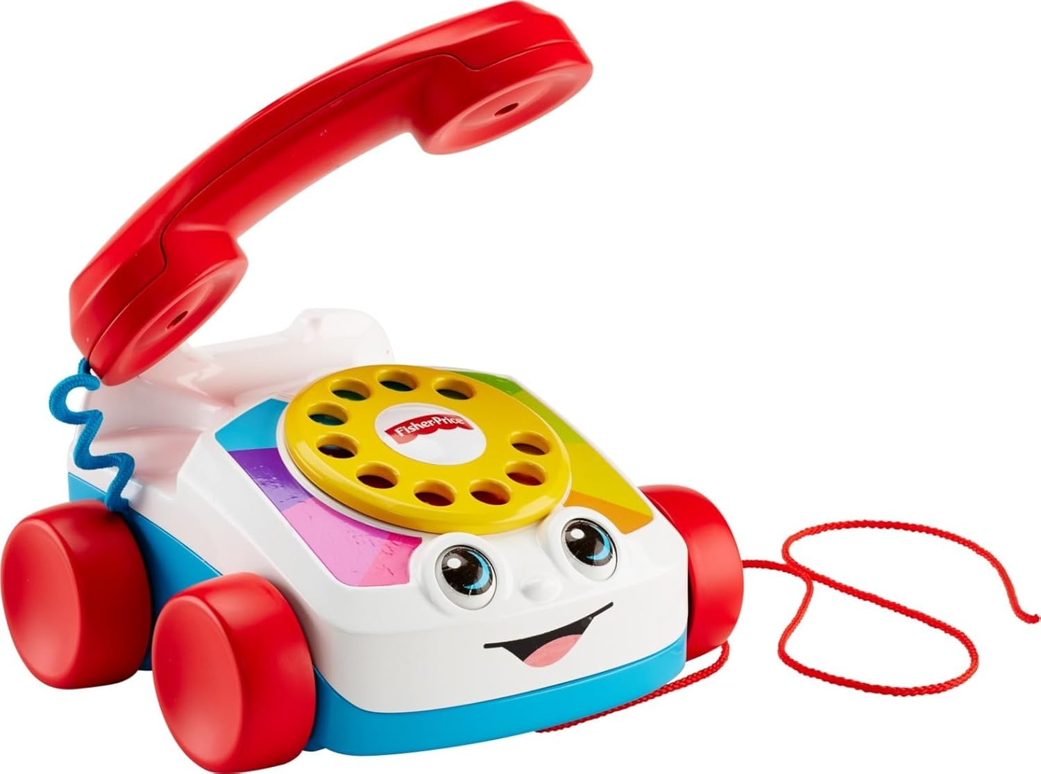 Fisher-Price Toddler Pull Toy Chatter Telephone Pretend Phone with Rotary Dial and Wheels for Walking Play Ages 1+ Years image number 6