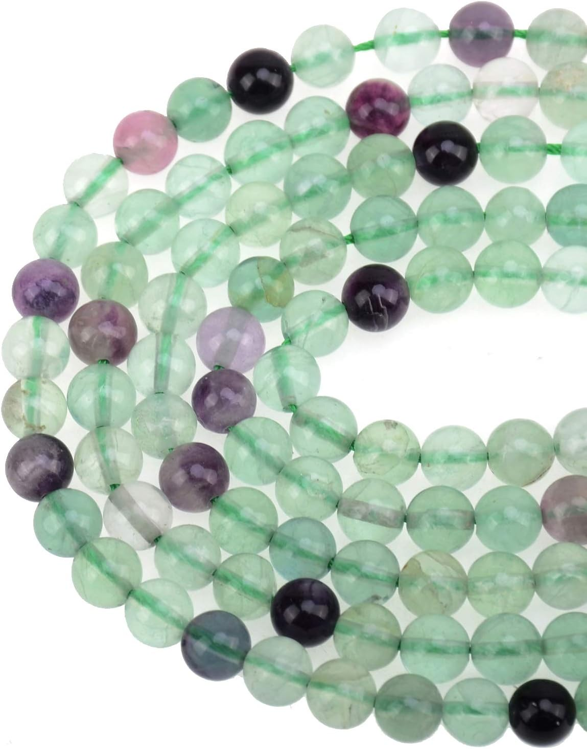 8Mm Genuine Natural round Gemstone Loose Beads for Jewelry Making with Elastic Stretch Cord Fluorite image number 3
