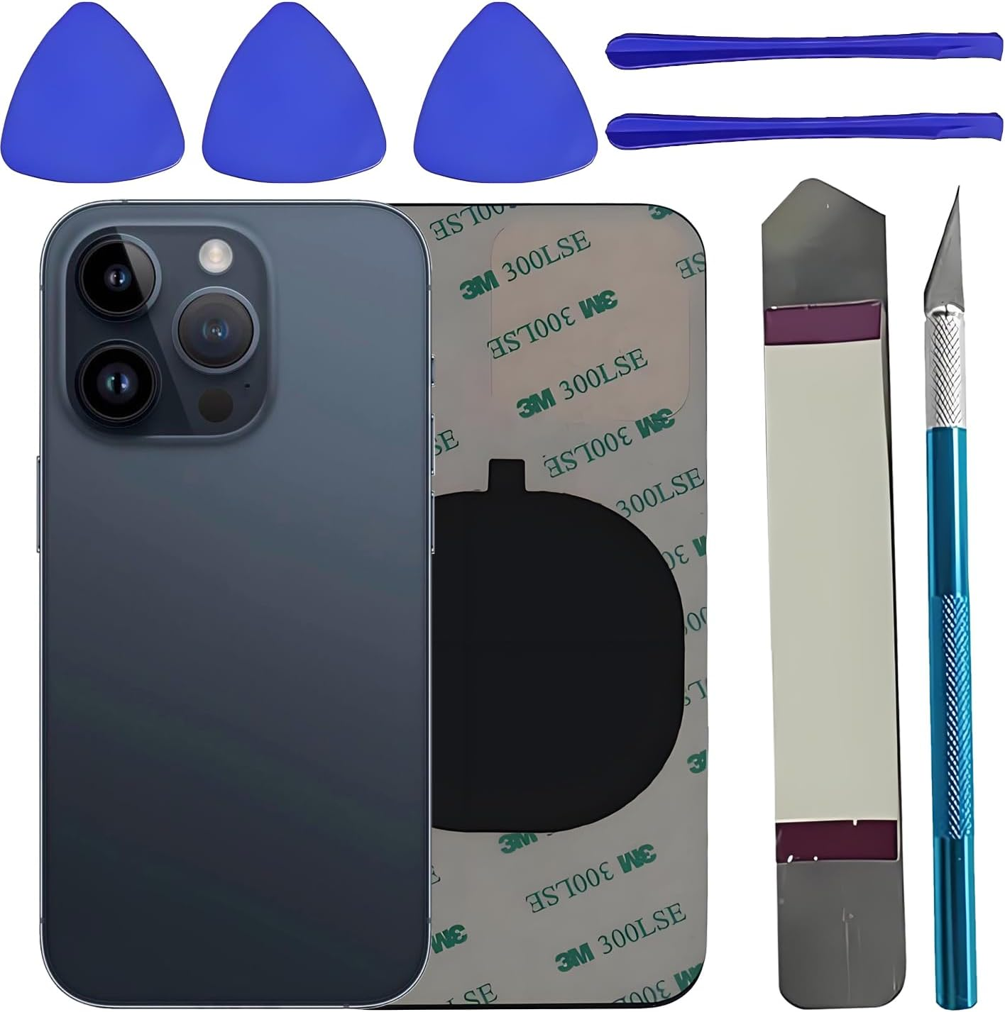 Lixiongbao Glass Back Replacement for Iphone 15 Pro Glass Back Replacement Kit with Pre-Installed Adhesive + Repair Kit (White)