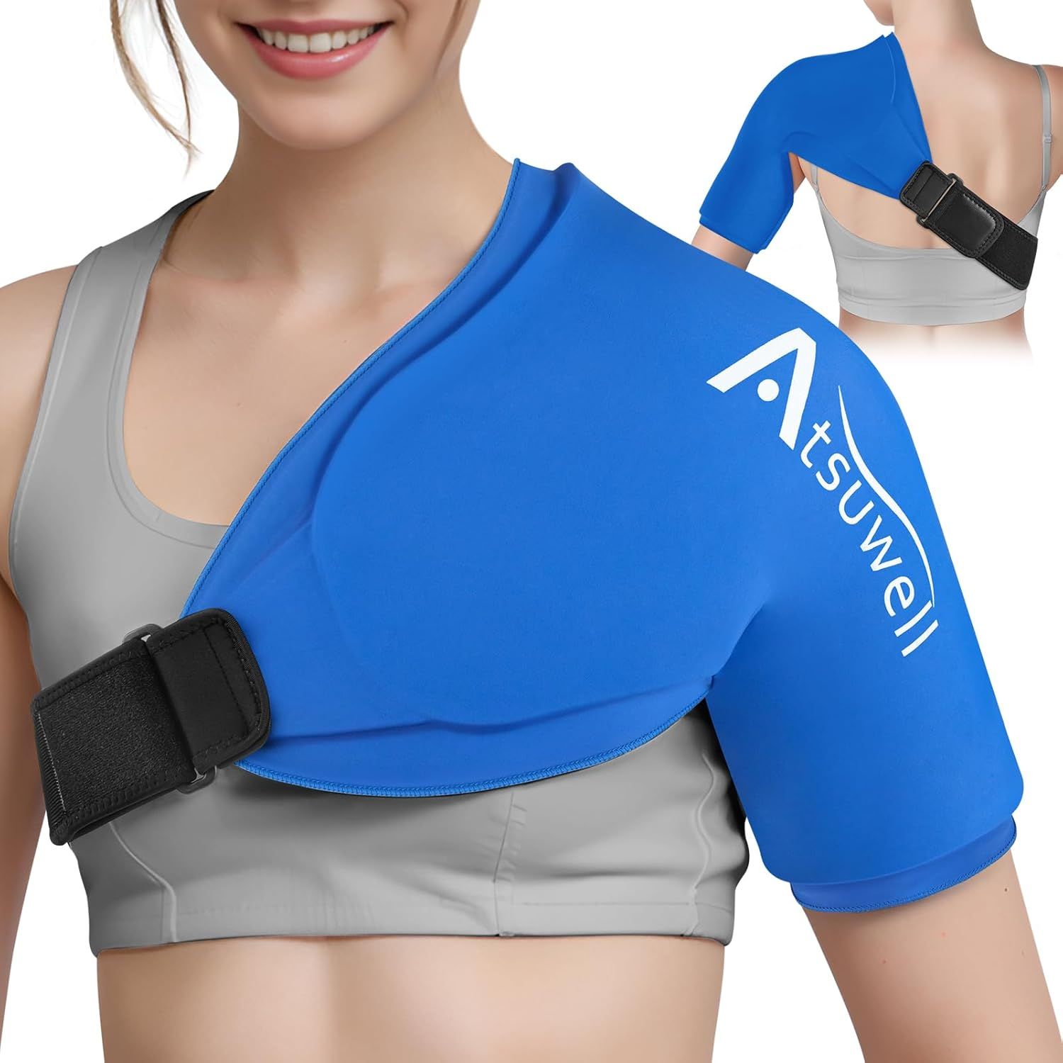 Atsuwell Shoulder Ice Pack Wrap, Shoulder Ice Pack Rotator Cuff Cold Therapy, Gel Ice Pack Shoulder Compression Sleeve for Women & Men, Shoulder Cold Pack Sleeve for Pain Relief, Swelling, Recovery image number 4