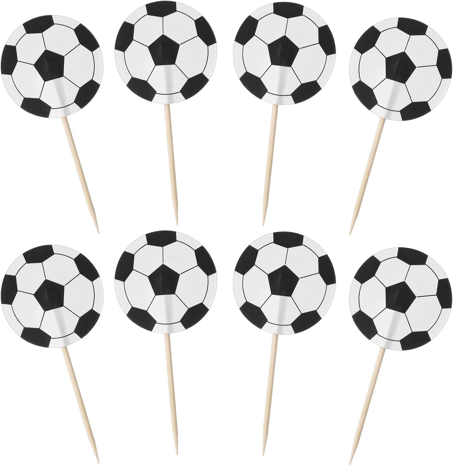 48 PCS Soccer Ball Cupcake Toppers Football Cake Toppers, Food Toothpicks Soccer Party Decorations for Kids Sport Balls Theme Parties, Baby Shower and Birthday Cake Decorations