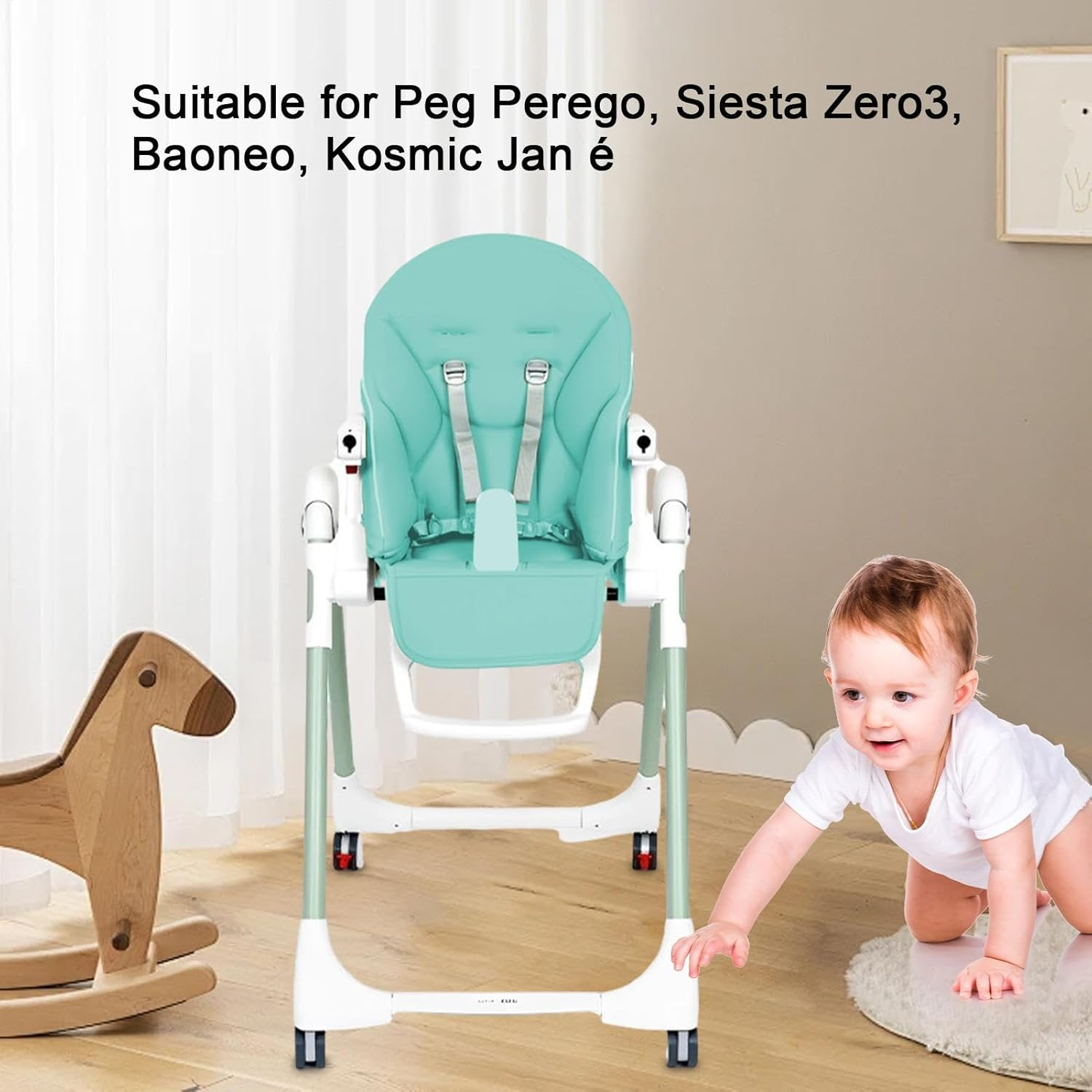 Baby High Chair Cushion,High Chair Covers, Pu Leather Cover for Baby Dining Chair,Baby High Chair Cushion Cover, Baby Dining Chair Seat Cushion Replacement for Peg-Perego, Baoneo, Kosmic Jan - Black image number 5