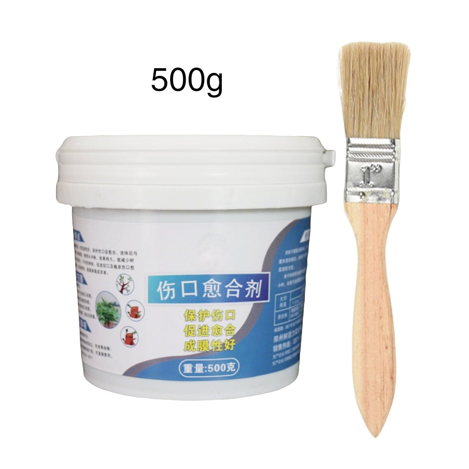 Grafting Tree Sealer,Pruning Cutting Tree Plant Sealer | 500G Shrubs Dressing with Brush, Weatherproof Trunk Branch Supplies for Farming Orchard Home Gardening Backyard image number 2