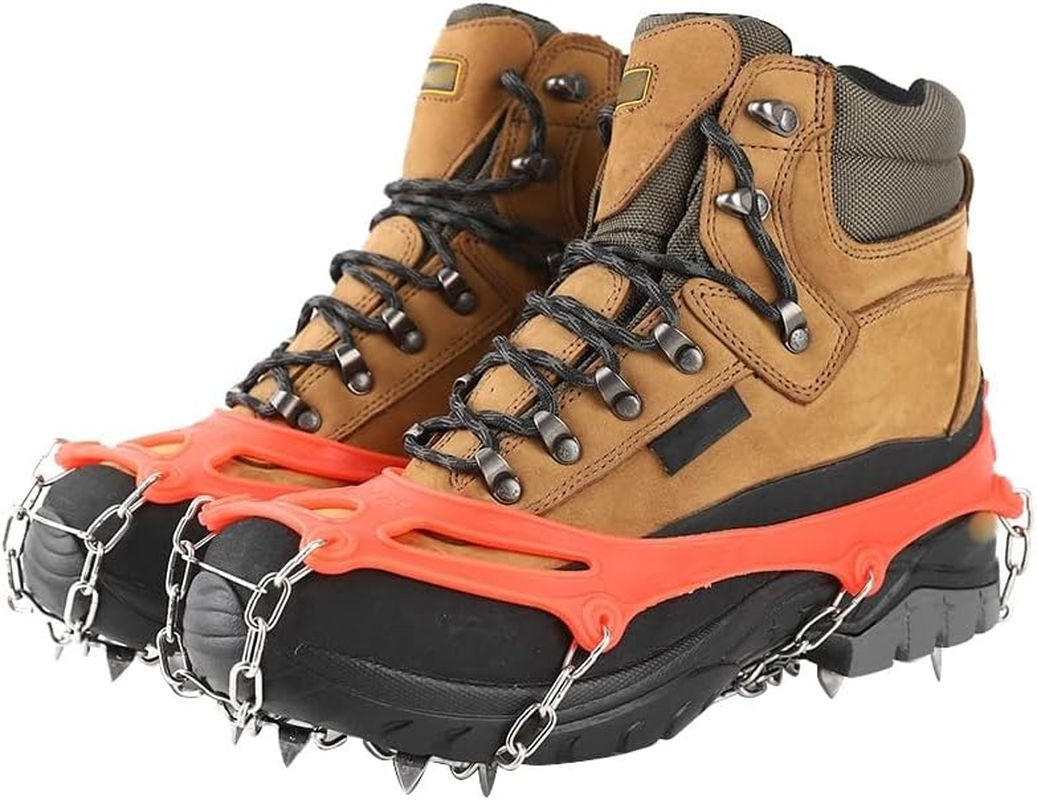 19 Teeth Claws Crampons,Non-Slip Shoes Cover with Stainless Steel Chain for Hiking Fishing Climbing Jogging Mountaineering Walking on Snow and Ice image number 1