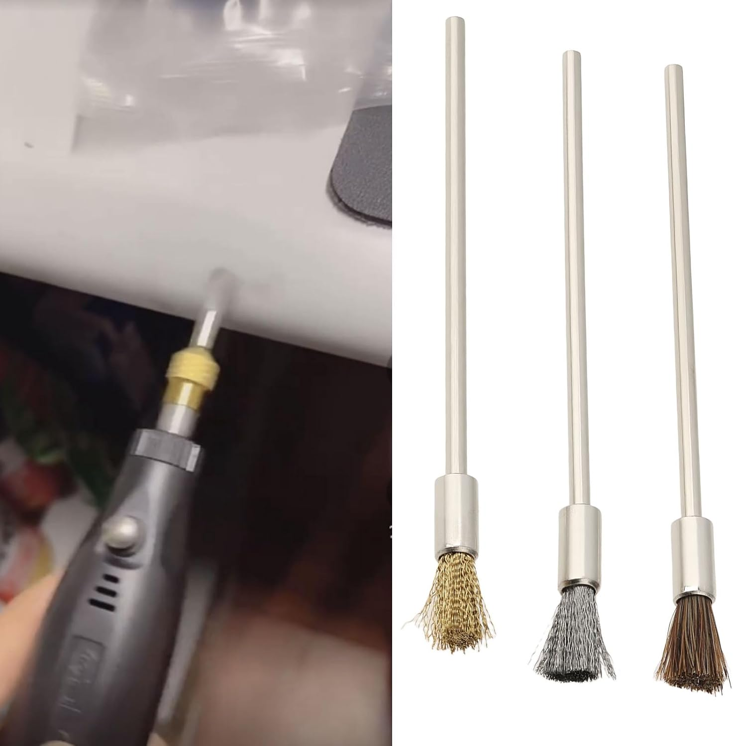 Create Idea 9Pcs 10Cm Steel Wire Brush Copper Wire Brush Wire Brush for Cleaning Deburring Grinding image number 4