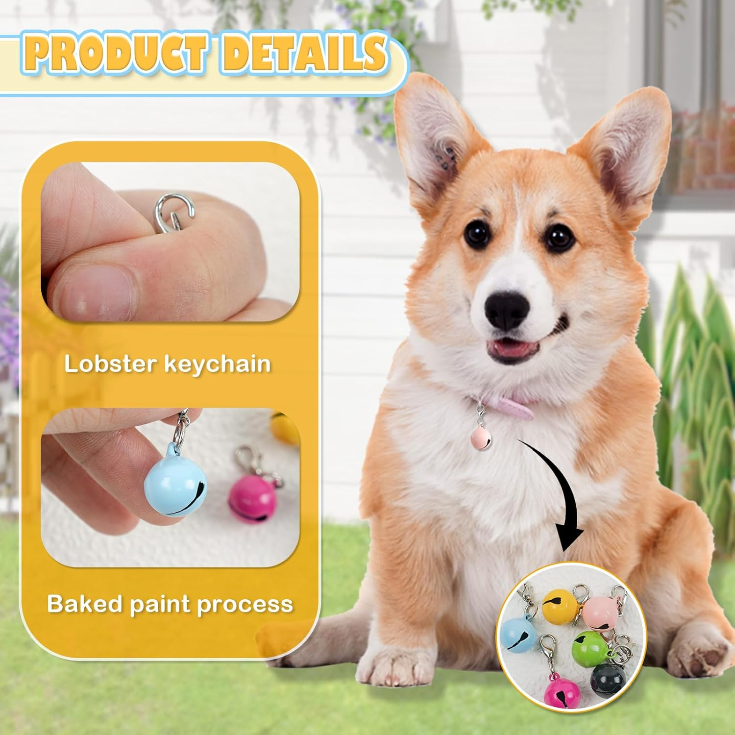 GTILE 60 Pcs of Cat Bell for Collars, Small Jingle Bells for Dog Collars, Cat Bells for Collar Loud, Candy Colors Pet Bell with Clasp for Dog Collar Charms and Holiday Party Decoration image number 6