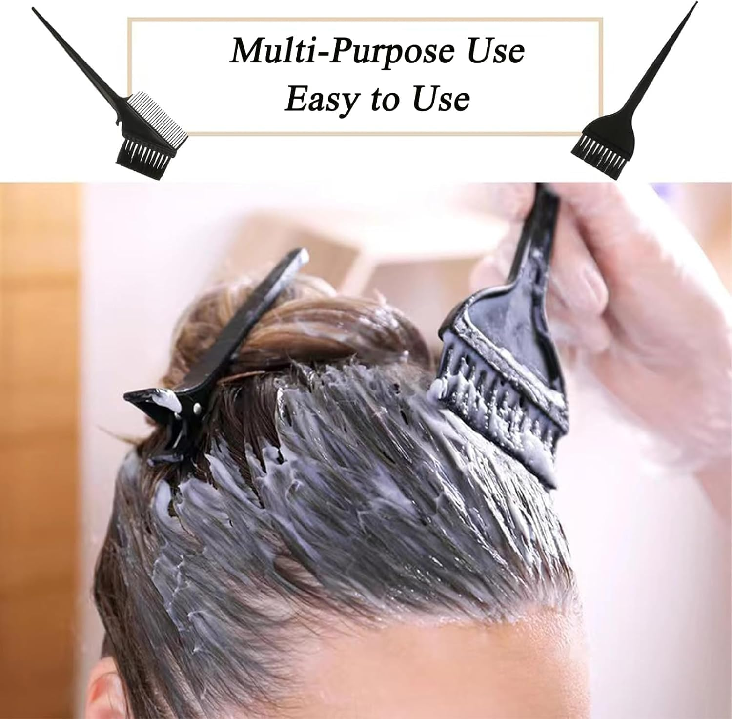 ZUJIACUN Hair Coloring Tools Set 7 Professional Products, DIY Salon Bleaching Tools, Including Brush, Bowl, Ear Muffs, Salon Hair Clips, Home image number 4