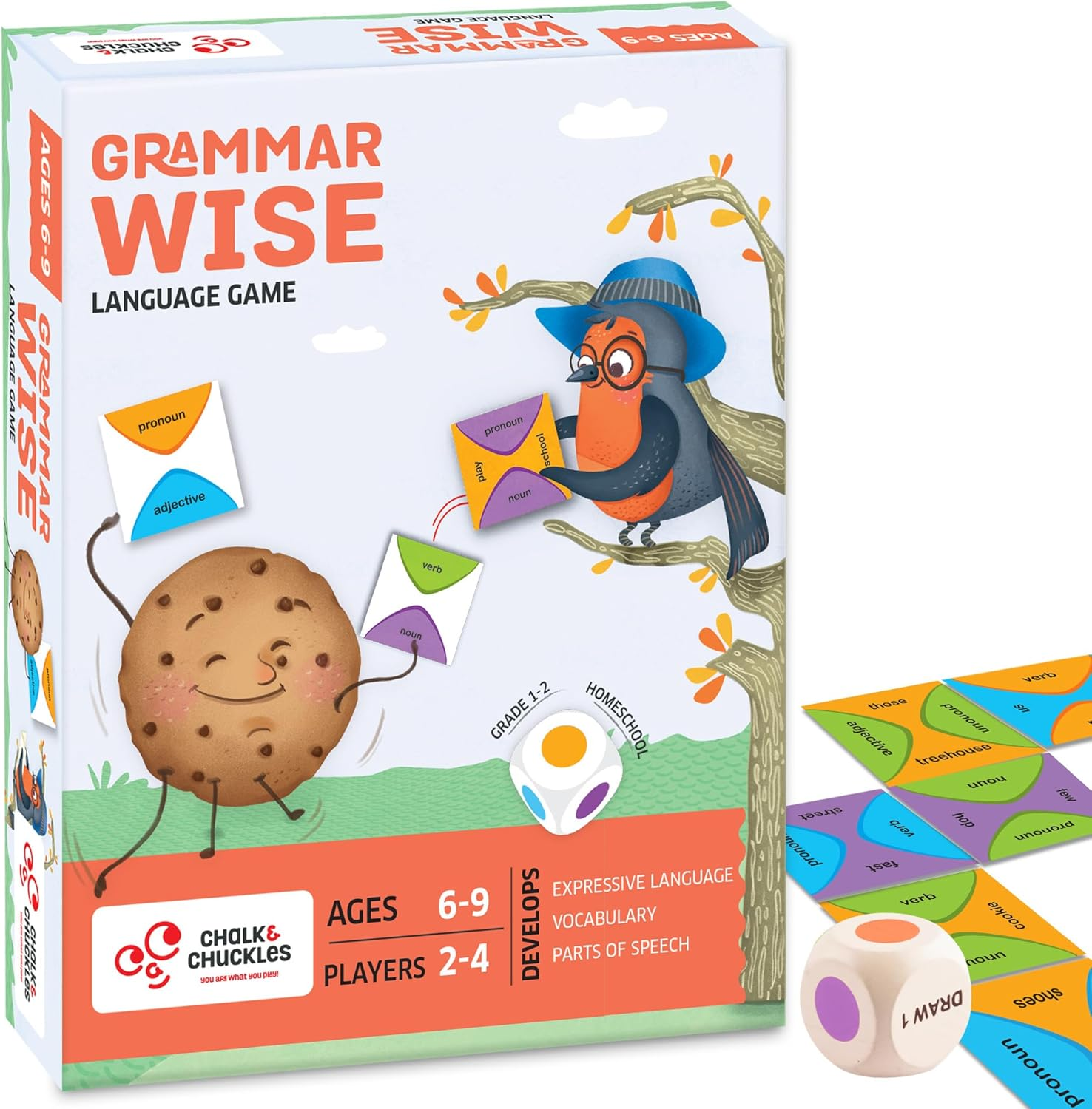 Chalk and Chuckles Grammar Wise Educational Board Game for Kids Ages 5+, Learning & Education Toy, Card Game, Gifts for Boys, Girls for 6, 7, 8, 9 Years image number 5