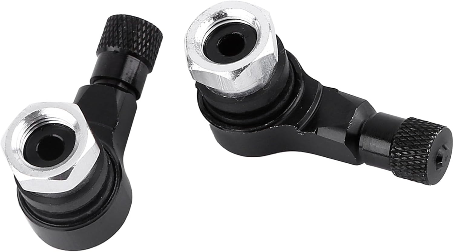 Universal Aluminum Alloy 90 Degree Tire Valve Stems Caps for Motorcycle, 2Pcs (Black) - Black image number 6