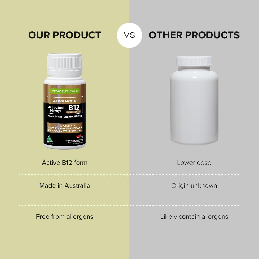 Vitamin B12 by Vitaceuticals | Energy Support, Fatigue Relief & Immune Health | 60 Fast-Dissolving Melts | Australian Made image number 6