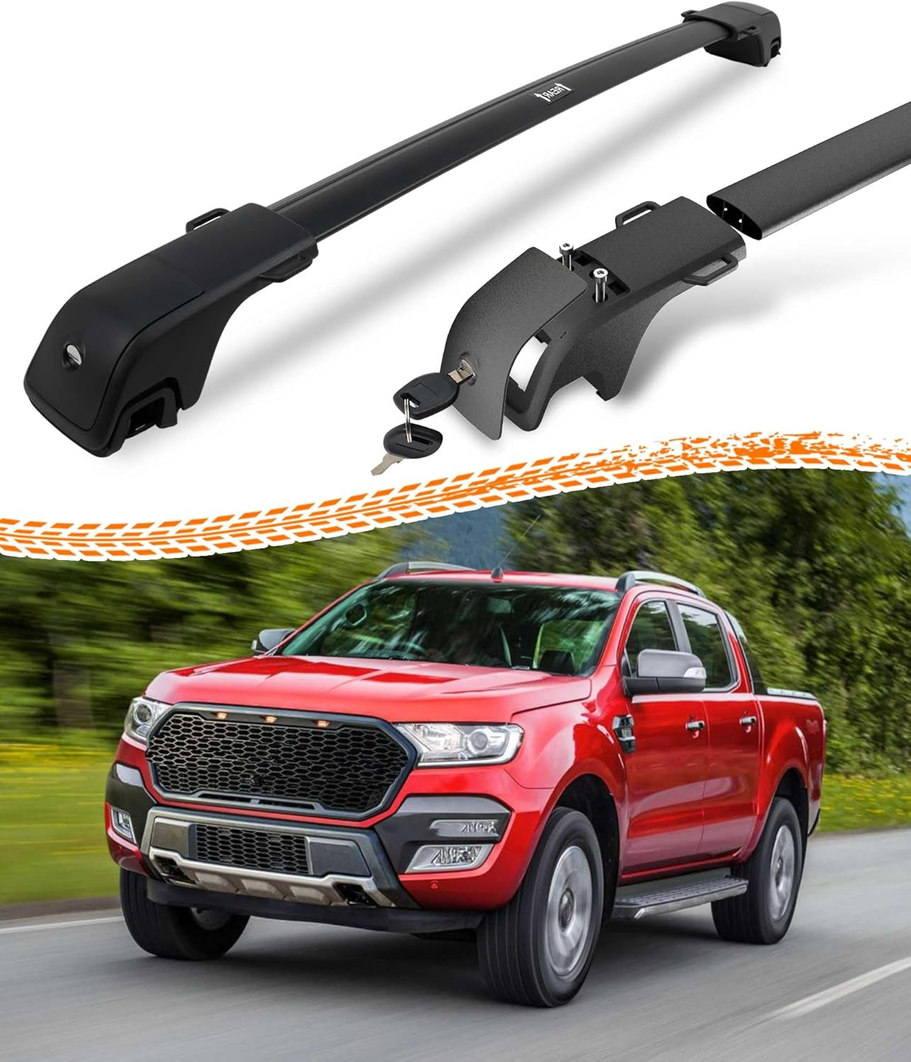 235 LBS Roof Rack for Ford Ranger 2012-2021, Anti-Theft Metal Lock, 2-Hole 2-Screw Mounting - Suitable for Carry Kayak Bike Gear image number 6