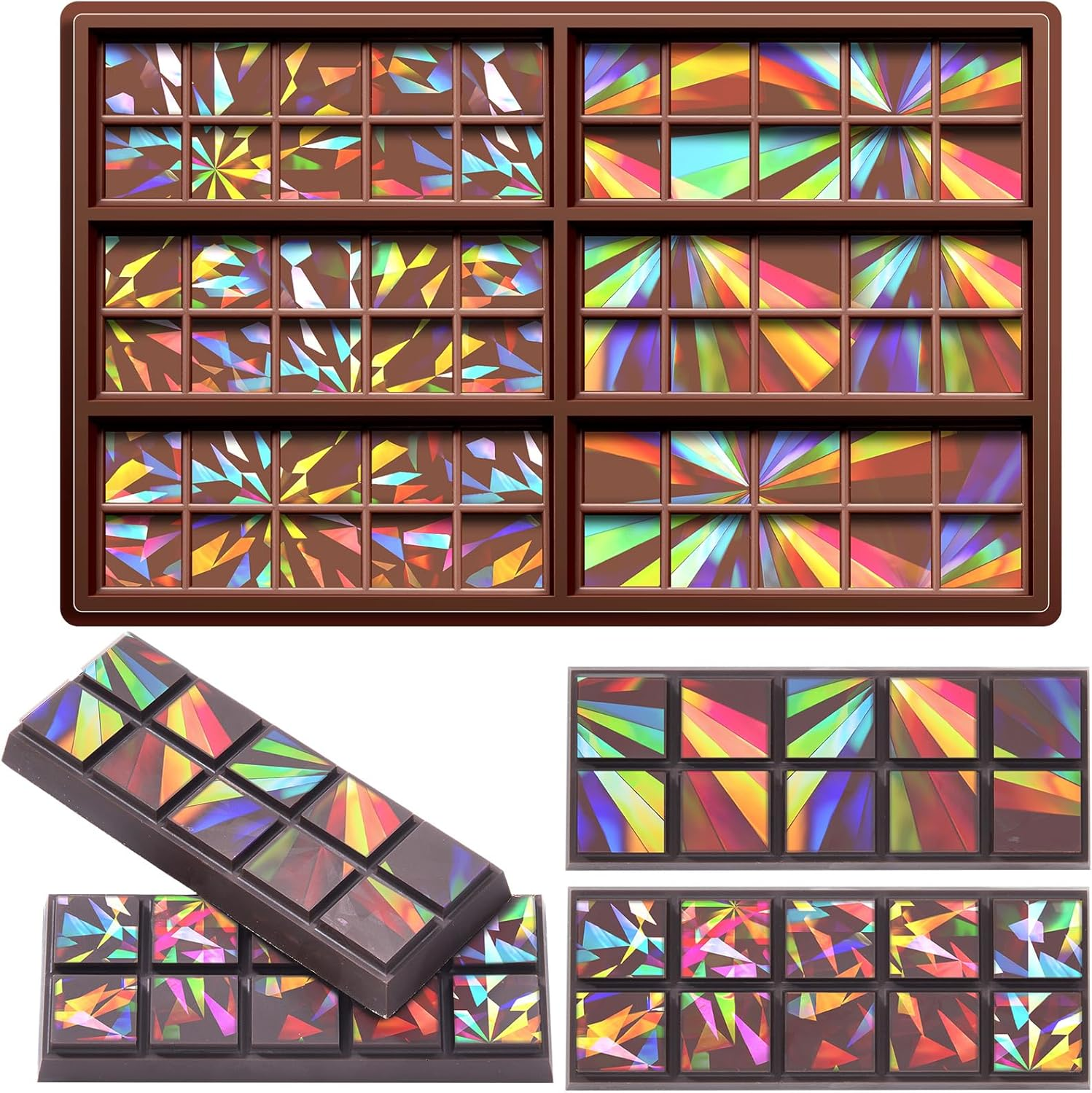 Ziliny Holographic Chocolate Molds Resin Silicone Chocolate Bar Deep Thick Molds for Reusable DIY Baking Wax Melts(Windmill and Snowflake) image number 6